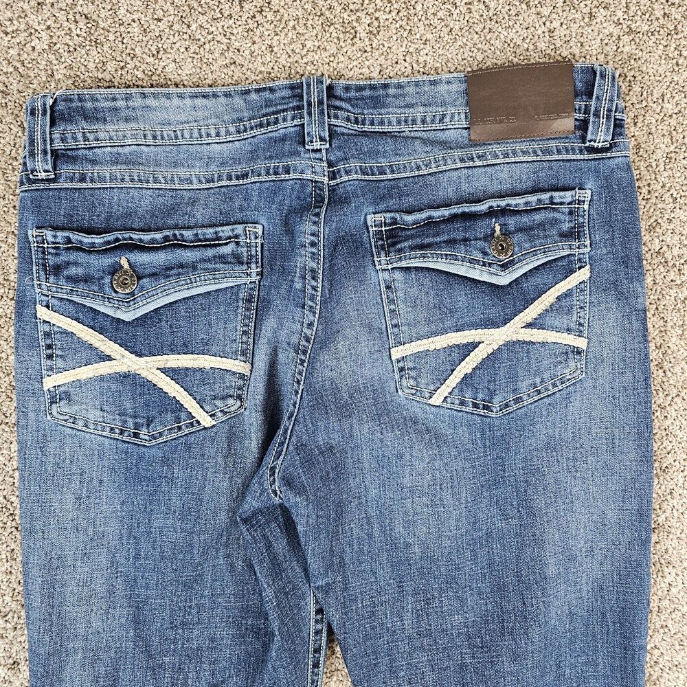 TK Axel Jeans Mens 37x31 Blue Slim Bootcut Cowboy Western Distressed Workwear - Picture 4 of 14